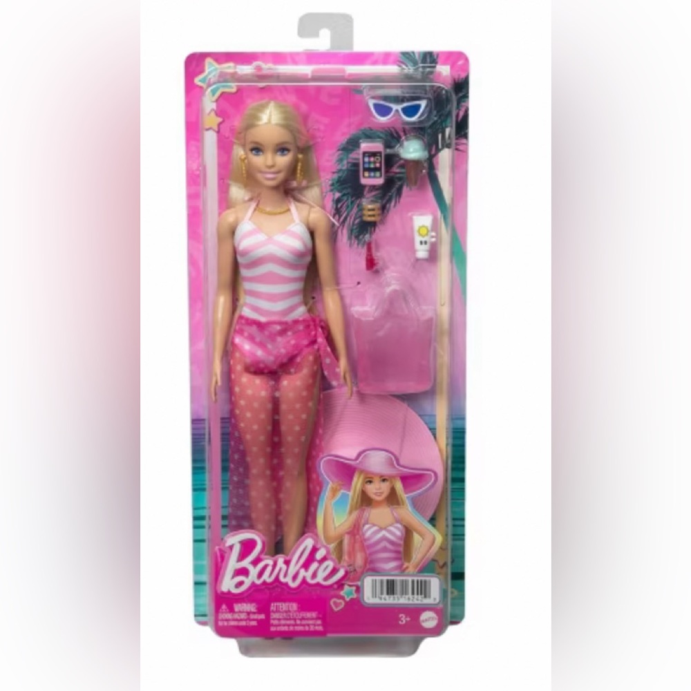 NEW| Barbie Doll with Swimsuit and Beach-Themed Accessories